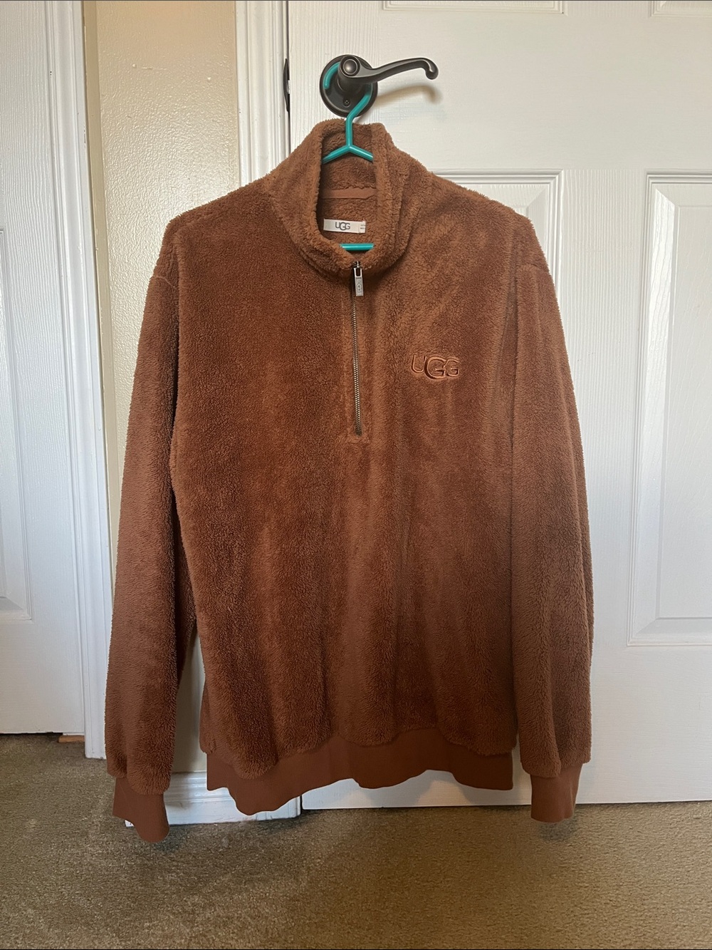 UGG Men's Plush Half-Zip Pullover Sweater - Chestnut Brown